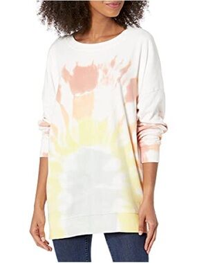 Wildfox Roadtrip White Tie Dye Oversized Crewneck Sweatshirt Size Large